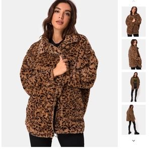 Teddy Bear Fur Coat in Brown Leopard by MotelRocks